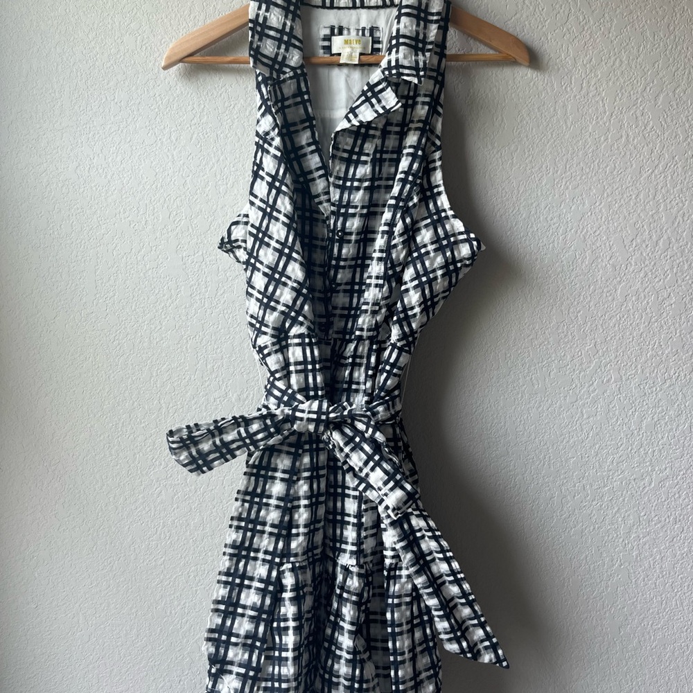 Maeve Black/White Collared Shirt Dress With Tie Size 12 - Picture 6 of 6